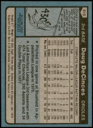 1980 TOPPS # 615 Doug decide Baltimore Orioles nm/mt orioles