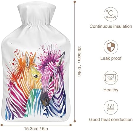 Aquarela fofa zebra garrafas de água quente bolsa de água quente com capa fofa para cólicas do período de alívio da dor