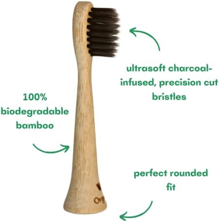 Org-O Bamboo Electric Toothbrush Heads | Cerdas macias ecológicas biodegradáveis ​​| CHURAS DE CHULO | Cabeças de substituição baseadas em plantas | Compatível com Phillips, Aquasonic e Ordo Sonic 2-Pack
