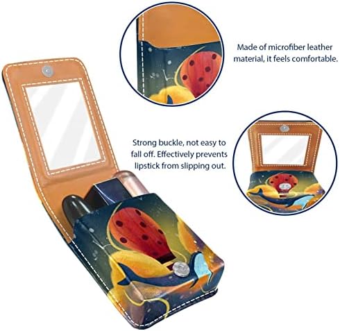 Caixa de batom de Oryuekan, bolsa de maquiagem portátil fofa bolsa cosmética, organizador de maquiagem de suporte de batom, cartoon de baleias de baleia de animal de baleia quente céu de balão de ar quente