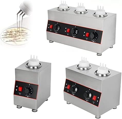 Molho elétrico comercial Aquecedor, 1/2/3 Garrafas Máquina de preservação de calor Dispensadores de queijo Aquecimento de queijo para equipamentos casuais de fast food, 30 ℃ -85 ℃