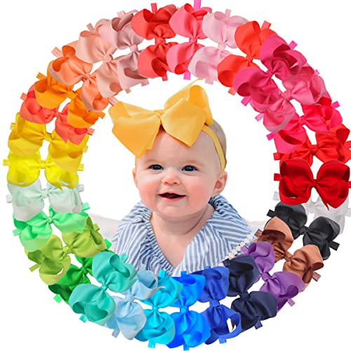 30 cores feitas à mão fita de fita de gestão de cabelos grandes para meninas para meninas infantis crianças e crianças