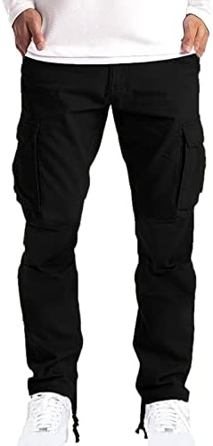 Calças de carga longa para homens de cargo Trabalho Use combate Carga de segurança 6 bolso calça cheia de calças elásticas da cintura