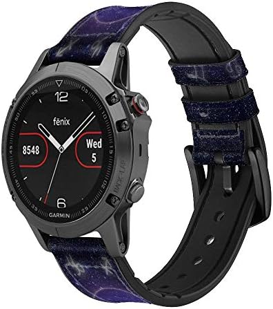 CA0353 Zodiac Crystal Ball Leather & Silicone Smart Watch Band Strap for Garmin Approach S40, Forerunner 245/245/645/645,