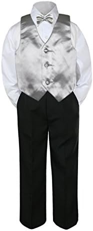 4pc bebê criança criança menino fester terno de calça preta camisa colete gravata borbole