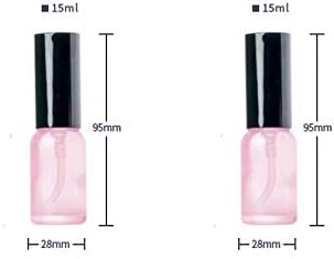 Quupy 3pcs 15ml/0,5 onças vazia de vidro rosa Purfume Spray Garmane Bulming Vials com pulverizadores de névoa fina preta para amostra de água de maquiagem de maquiagem Toner de perfume essencial Produtos para o óleo da pele