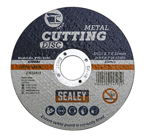 Sealey ptc/115c50 Ø115 x 3mm Disco de corte 22mm pacote de penteado de 50