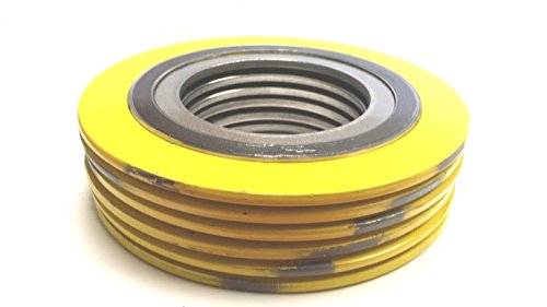 SERLING SEAL 9000IR10304GR1500X6 304 Junta de ferida em espiral em aço inoxidável com anel interno de 304ss e enchimento de grafite flexível, classe de pressão 1500#, para 10 tubo, amarelo com listra cinza
