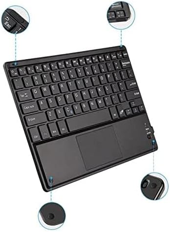 Teclado de onda de caixa compatível com Zebra EC50 - Teclado Slimkeys Bluetooth com trackpad, teclado portátil com trackpad para Zebra EC50 - Jet Black
