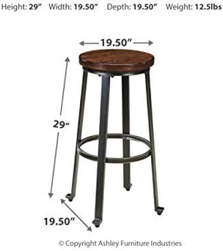 Design de assinatura de Ashley Challiman Industrial 29 Pub Height Barstool, 2 contagem, Brown