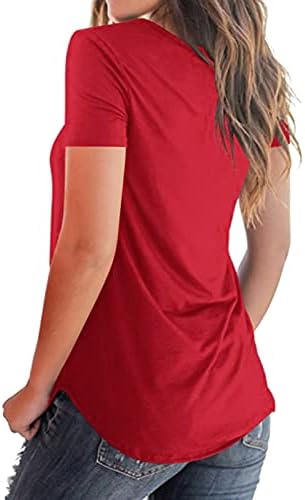 4 de julho camisetas camisetas para mulheres de manga curta V camisetas de pescoço dos EUA listras de tampes de túnica