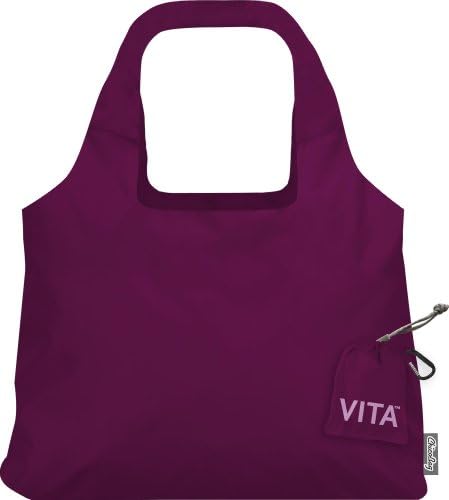 Sacola de compras reutilizável Chicobag Vita com bolsa anexa e clipe de carabiner, compacto, designer ombro