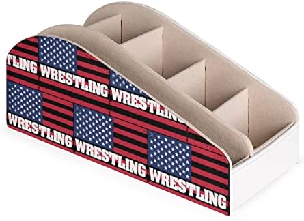 Wrestling USA Flag TV TV Remote Control Holder com 6 Compartamentos Caddy Box Desk Storage Organizador para Cosméticos de Media Player Blu-ray