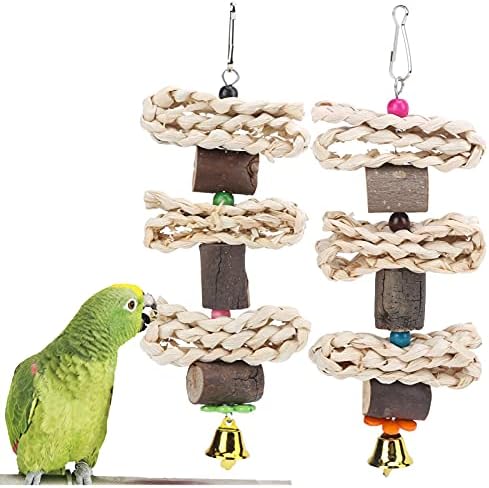 brinquedos de pássaros minifinker, duráveis ​​2pcs pássaros mastigando brinquedos para papagaios pássaros pequenos