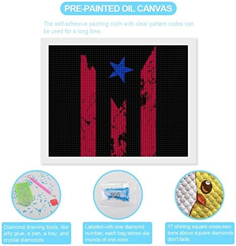 Kits de pintura de diamante de porta -bandeira de Porto Rico 5D DIY FLILHO FULHO FILIZAÇÃO DE RETRAS DE ARTES DE PAREDE DE