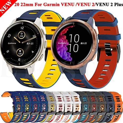 EEOMOIK 20 22MM SUBSTITUIÇÃO Smartwatch Strap para Garmin Venu 2 Plus Silicone Smart WatchBand Venu2 Forerunner 245 645 Bracelete