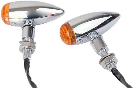 Motortogo Chrome Bullet Motorcycle LED Indicadores de sinal de giro pisca com lente âmbar compatível com 2010 Kawasaki