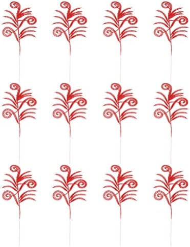 Toyvian 12pcs Vermelho folhas de natal de Natal Folhas de Natal Artificial Folhas Holas Treça de Xmas penduradas Ornamento