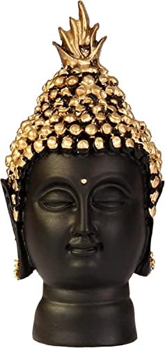 Fitas de fitas amarradas estátua de Buda Head Zen Buda Cabeça Buda Figura | Resina, 5,4 x 2,5 polegadas | Estátua