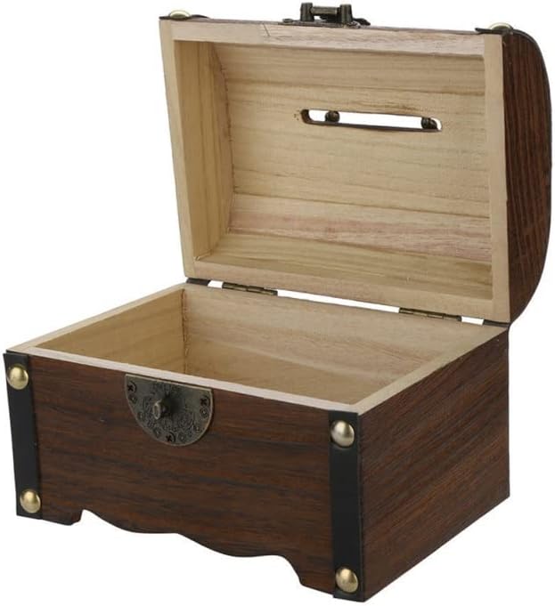 Sawqf Box Wooden Treasure Bank Wood Jewelry Money Economizando vintage Vintage Presente decorativo