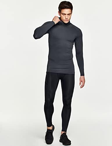 Camisas de compressão térmica de Athlio Men com capuz, camada de base de esportes de inverno de manga comprida, camisa de corrida ativa