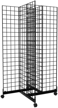 Bonnlo 5 'x 2' Torre de painel de grade, parede de grade de 4 vias com base de rolamento, acessório da grade de arame para exibição