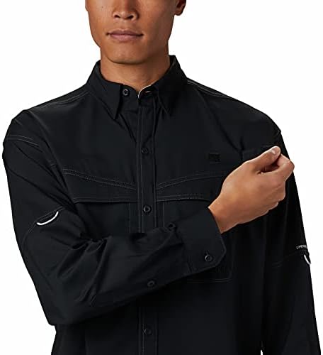 Camisa de manga longa e baixa e alta de columbia masculina masculina, preto, 2x