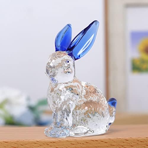 Aapie 2pcs estátua de coelho Crystal Glass Rabbit Adornamento do zodíaco chinês O ano de decoração da paisagem de páscoa de desktop de desktop de coelho
