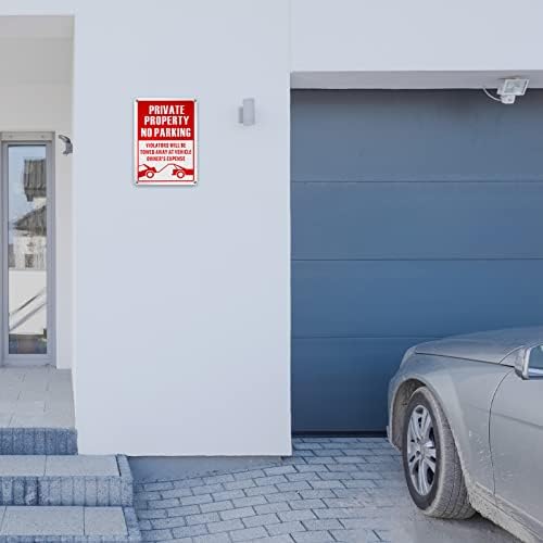 8 PCs sem letreiros de estacionamento 14 x 10 polegadas Violadores serão rebocados sinal de alumínio metal sinais de propriedade privada para invasão de entrada de automóveis, livre à prova de intempéries integral