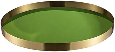 WOLESS redondo de latão decorativo que serve bandejas com decoração de filme pintada, bandeja de mesa de café, 12,6 x