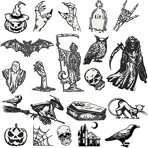 Ooopsiun Luminous Halloween Tattoos temporários para crianças - 80 estilos pretos brilham no Dark Halloween Tattoos Party