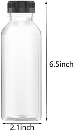 Garrafas de suco de plástico de 12 onças vazias recipientes transparentes com tampas à prova de violação para suco, leite e outras bebidas, 4 pcs