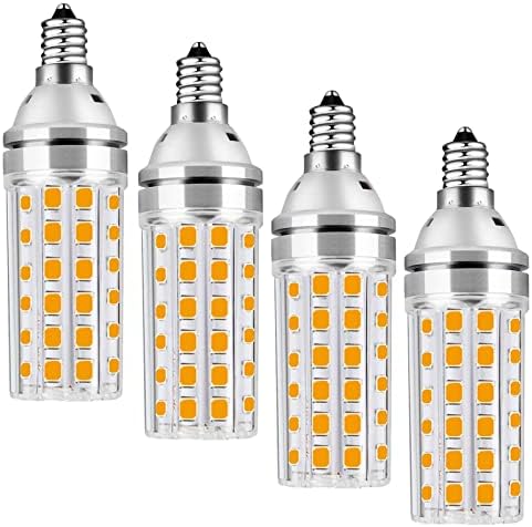 E12 Bulbo LED 150 Watt equivalente, 15W lâmpadas de lâmpadas de candelabra lideradas lâmpadas brancas de 3000k lustres de lustre liderado, 1500lm de vela decorativa de vela não imbecil 4 pacotes