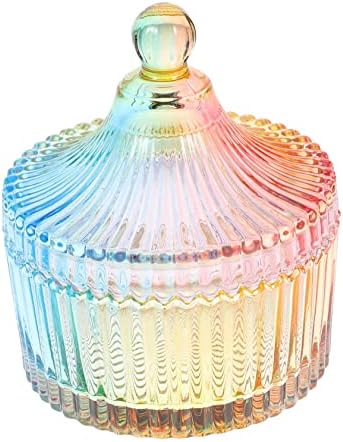 Jarra de armazenamento de homoyo Jar frascos de doce com tampas de copo de copo de copo de vidro de vidro Luxo colorido