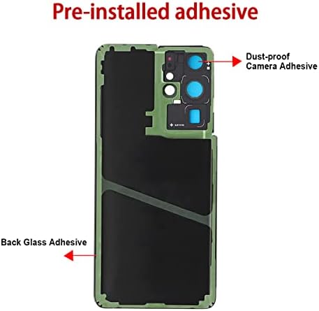 Substituição de vidro traseiro traseiro Perzework para Samsung Galaxy S21 Ultra 5G com kits de ferramentas de adesivo e reparo pré-instalados