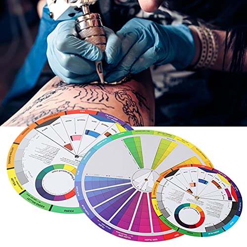 Tatuagem colorida pigmento colora cor roda de cor guia de mistura tatuagem guia de arte para a classe de ensino guia de cores para tinta para tinta para sobrancelha tatuagem corporal, 3pcs