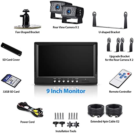 Kit do sistema de câmera de backup de 9 HD ZeroxClub com o monitor de câmera de backup de monitor By902a+ZeroxClub HD, monitor de