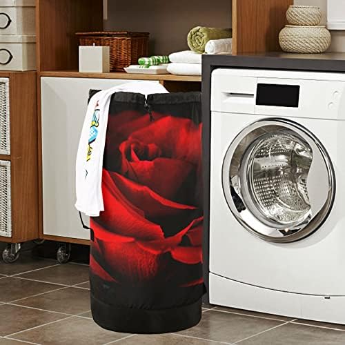 Rurutong ombro, saco de lavanderia, romântico Rose Rose Flor Prawtring Machine de fechamento Machine lavável Organizador de roupas sujas grandes para lavanderia ou dormitório da faculdade H010238