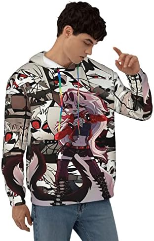Anime manga helluva boss hoodie meninos tops casuais mangas compridas pulôver com capuz