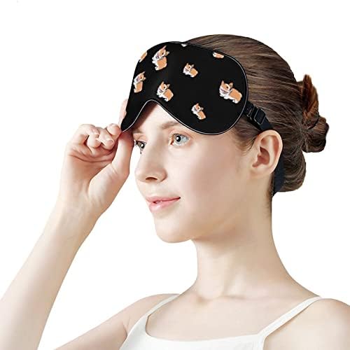 Corgi Puppy Sleep Mask Tampa de máscara de olho macio de sombra eficaz com cinta ajustável elástica