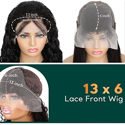Manorshen Wave Deep Lace Front Wigs Human Human Human 13x6 Lace Frontal Wigs para mulheres negras rendas transparentes sem fúria 150% de densidade de cabelos humanos pré -arrancados com cabelo de cabelo natural de bebê