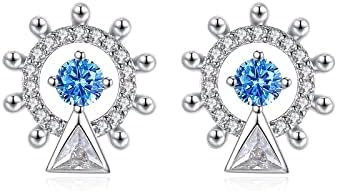 Xinghaikuajing 2021 Novo Brincos de Luxo Blue Luxuros Encluminados a Diamante 925Silver Whitegold