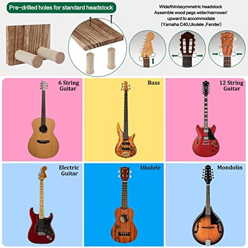 Montagem de parede de guitarra Keebofly, 2 Pack Guitar Wall Hanger Helter Hanger Prateleira com suporte de guitarra para picareta