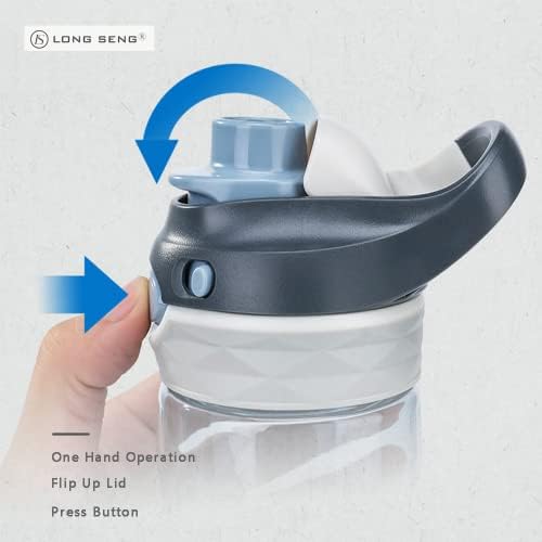 Long Seng Sports Water Bottle 26 oz, garrafas de água na boca larga de vazamento cinza, sem bPa, garrafa de água plástica simples