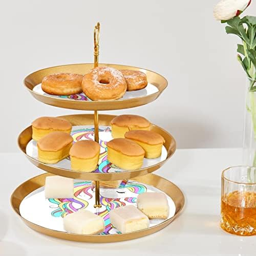 Lyetny 3 Sobessert Stand Stand Gold Cupcake Pastry Stand para festa de chá, casamento e aniversário, desenho animado