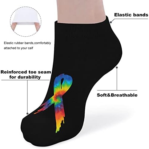 TIY Dye Cancer de mama engraçado correndo meias de tornozelo meias atléticas não-shows amortecidos para homens mulheres