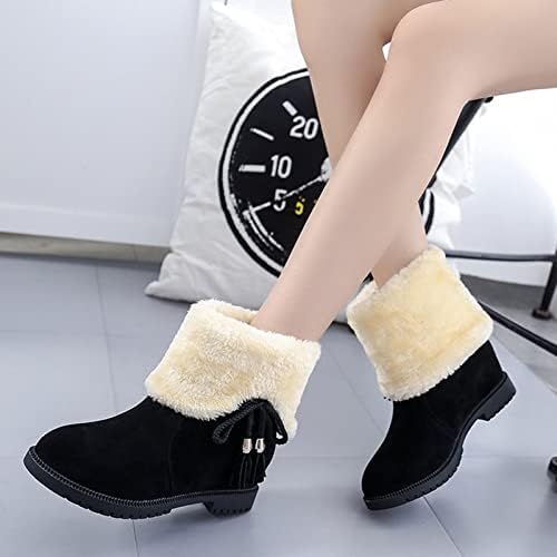 Botas de inverno para feminina moda algodão cor de tornozelo de cor de tornozelo redondo plataforma de cabeceira