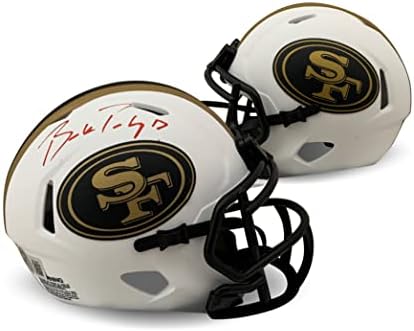 Brock Purdy autografou São Francisco assinado Lunar Speed ​​Football Mini capacete Beckett Coa Red Signature