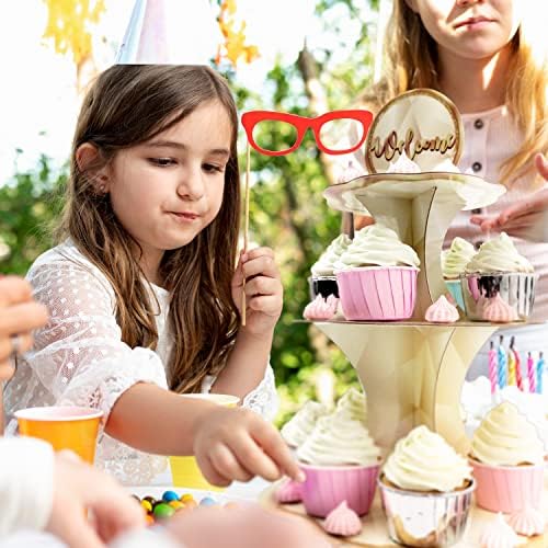 Cupcake de ouro de champanhe neutro Stand para todas as propósitos Decorações de mesa de festas Bolo de aniversário