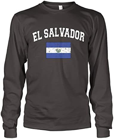 Cybertela Men Faded Studend Salvadoren El Salvador Bandeira T-shirt de manga comprida